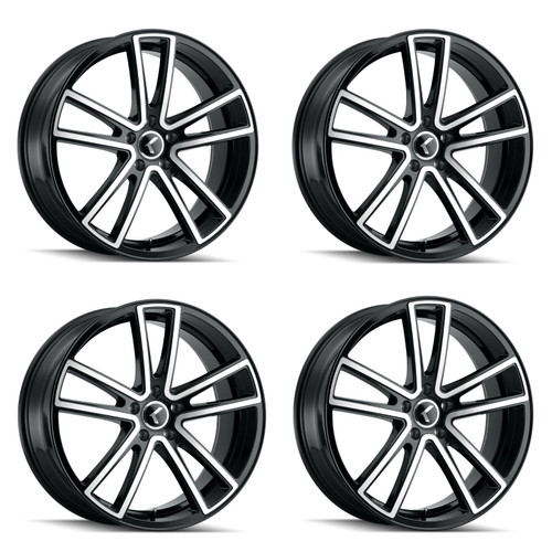 Set 4 22" Kraze Lusso 22x8.5 Black Machined 5x115 Wheels 38mm Performance Rims