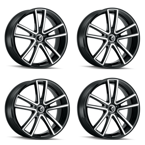 Set 4 22" Kraze Lusso 22x8.5 Black Machined 5x120 Wheels 38mm Performance Rims