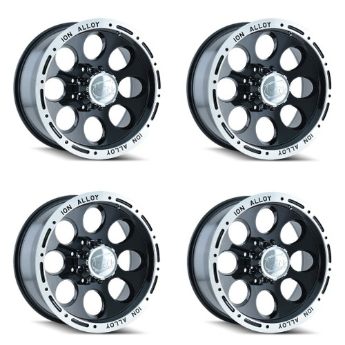 Set 4 16" Ion 174 16x8 Black Machined 5x4.5 Wheels -5mm Rims
