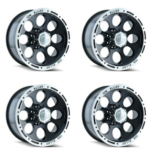 Set 4 16" Ion 174 16x8 Black Machined 6x5.5 Wheels -5mm Rims