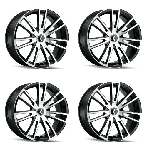 Set 4 18" Kraze Spectra 18x8 Black Machined 5x4.25 5x4.5 Wheels 40mm Rims