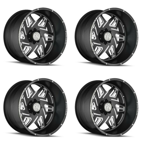 Set 4 24" American Truxx Forged Orion 24x14 Black Milled 8x6.5 Wheels -76mm Rims