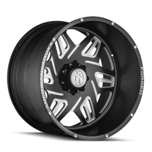 22" American Truxx Forged Orion 22x12 Black Milled 8x6.5 Wheel -44mm Lifted Rim