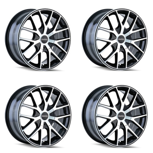 Set 4 20" Touren TR60 20x8.5 Black Machined Face Black Ring 5x5 Wheels 40mm Rims