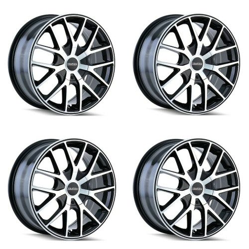 Set 4 16" Touren TR60 16x7 Black Machined Face Black Ring 4x100 4x4.5 Wheel 42mm