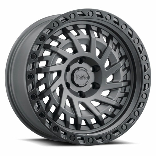 Black Rhino Shredder 17x9 6x5.5 Matte Gunmetal W/ Black Ring Wheel 17" 0mm Rim