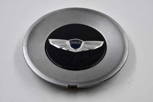 Hyundai Gray w/ Carbon Fiber & Chrome Logo Wheel Center Cap Hub Cap 52960-3M100/3M150 6.125" 2009 - 2014 Hyundai Genesis Wing Style OEM