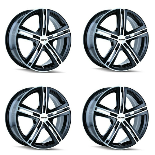 Set 4 17" Touren TR62 17x7 Black Machined Face 4x100 4x4.5 Wheels 40mm