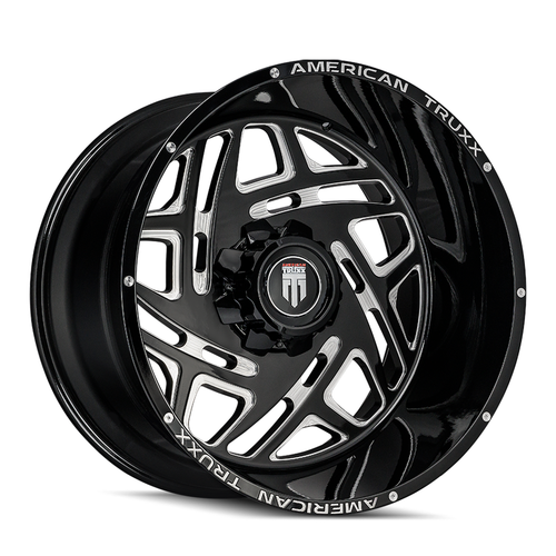 22" American Truxx Cosmos 22x12 Black Milled 8x6.5 Wheel -44mm For Chevy GMC Ram
