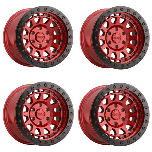 Set 4 Black Rhino PRimsm Beadlock 17x8.5 6x5.5 Red Black Bolts Wheels 17" -30mm