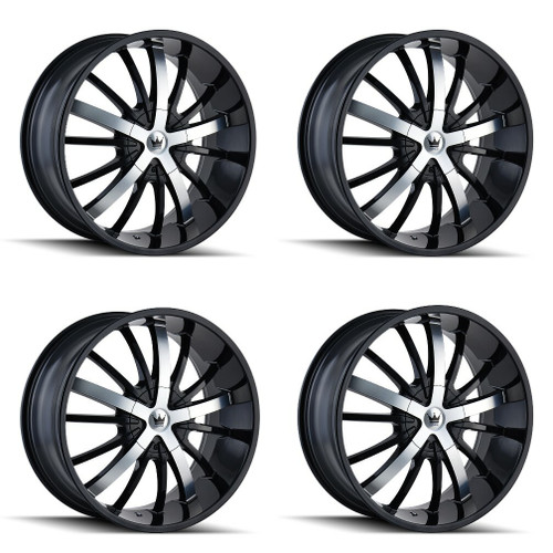 Set 4 22" Mazzi Essence 22x9.5 Black Machined 5x115 5x120 Wheels 18mm Rims