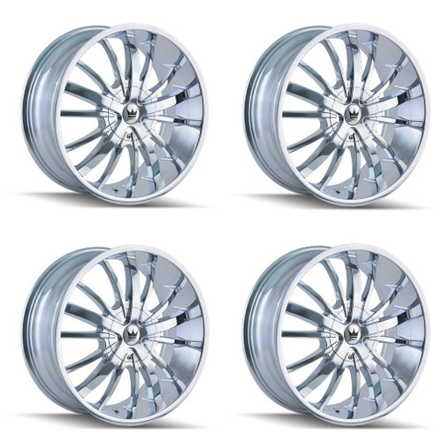 Set 4 24" Mazzi Essence 24x9.5 Chrome 5x5 5x5.5 Wheels 18mm For Jeep Dodge Rims