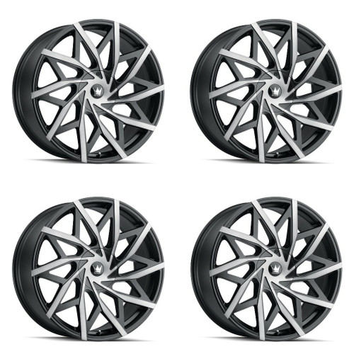 Set 4 22" Mazzi Big Easy 22x9.5 Matte Black W Dark Tint 5x5 5x5.5 Wheels 18mm