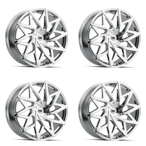 Set 4 24" Mazzi Big Easy 24x9.5 Chrome 5x115 5x120 Wheels 18mm Car Suv Rims