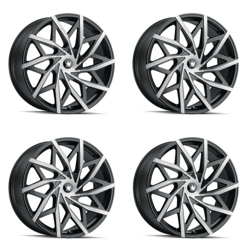 Set 4 20" Mazzi Big Easy 20x8.5 Matte Black W Dark Tint 5x110 5x115 Wheels 35mm