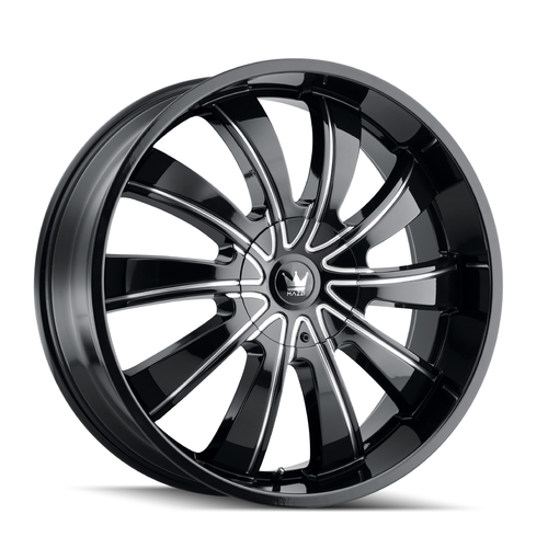 24" Mazzi Rolla 24x9.5 Black Milled 6x135 6x5.5 Wheel 30mm For Ford Chevy GMC