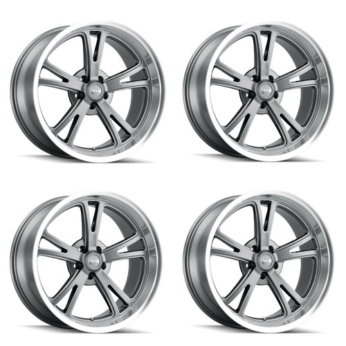 Set 4 18" Ridler 606 18x8 Grey W Machined Lip 5x4.75 Wheels 0mm Rims