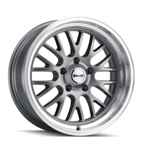 18" Ridler 607 18x9.5 Grey W Machined Lip 5x4.75 Wheel 6mm Rim