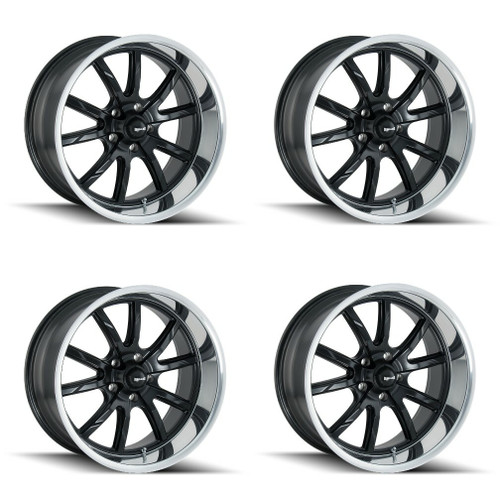 Set 4 18" Ridler 650 18x8 Matte Black Polished Lip 5x4.75 Wheels 0mm Rims