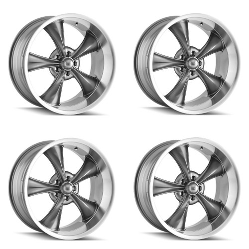 Set 4 22" Ridler 695 22x10.5 Grey W Machined Lip 5x5 Wheels 0mm Rims For Jeep