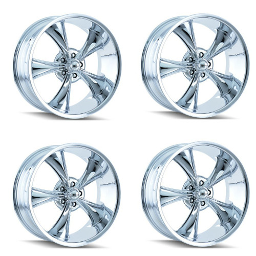 Set 4 22" Ridler 695 22x9 Chrome 5x4.75 Wheels 0mm Rims