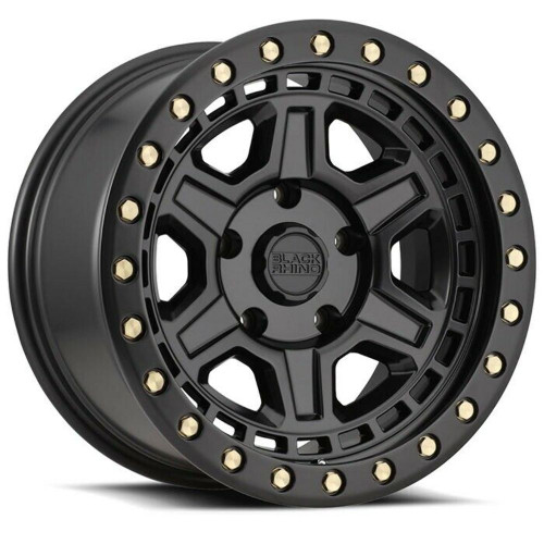 Black Rhino Reno 17x9 5x5.5 Matte Black Brass Bolts Wheel 17" 0mm Rim