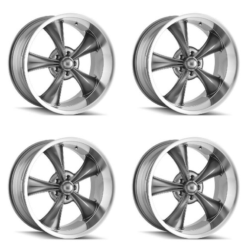 Set 4 17" Ridler 695 17x8 Grey With Machined Lip 5x5 Wheels 0mm Rims For Jeep