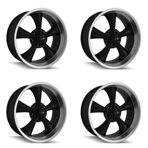 Set 4 18" Ridler 695 18x9.5 Matte Black Machined Lip 5x4.75 Wheels 6mm Rims