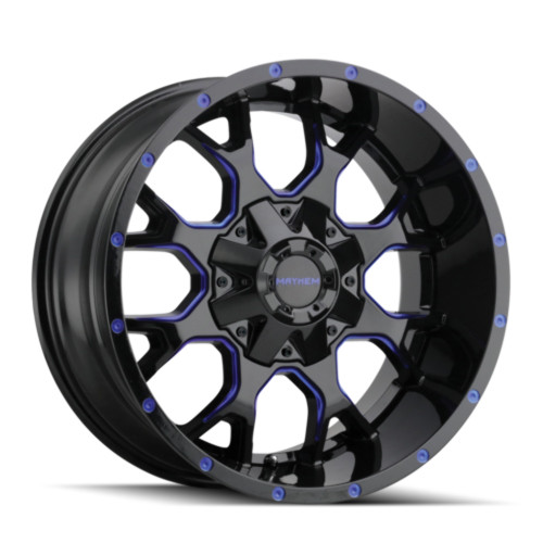 20" Mayhem Warrior 20x9 Black W Prism Blue 5x5 5x5.5 Wheel 0mm For Jeep Dodge