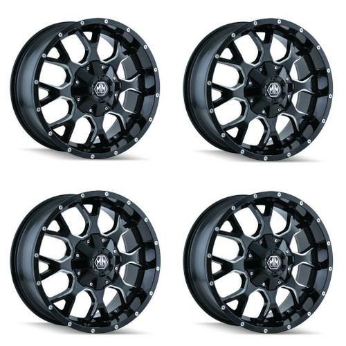 Set 4 20" Mayhem Warrior 20x9 Black Milled 6x120 6x5.5 Wheels 30mm Truck Rims