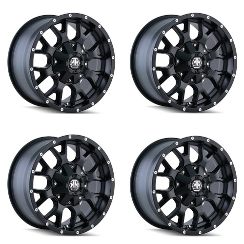 Set 4 17" Mayhem Warrior 17x9 Matte Black 5x5 5x5.5 Wheels -12mm Lifted Rims