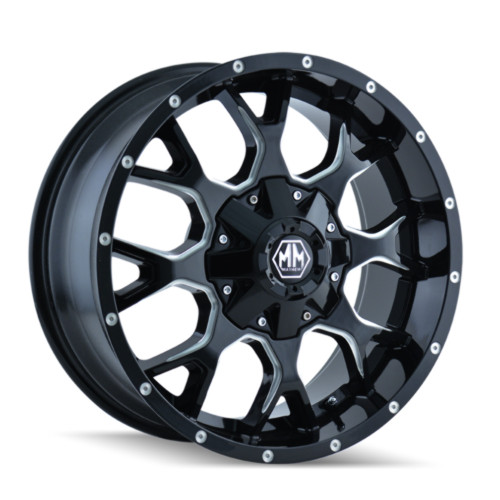 17" Mayhem Warrior 17x9 Black Milled 5x4.5 5x5 Wheel -12mm Rim For Jeep