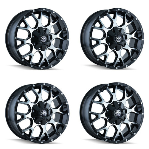 Set 4 18" Mayhem Warrior 18x9 Black Machined 8x180 Wheels 18mm For Chevy GMC Rim
