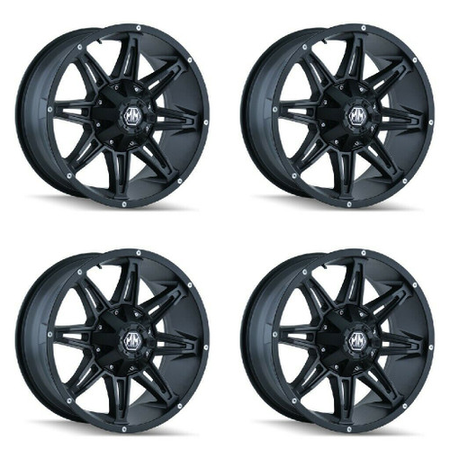 Set 4 20" Mayhem Rampage 20x10 Matte Black 8x180 Wheels -25mm For Chevy GMC Rims