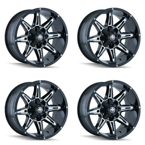 Set 4 18" Mayhem Rampage 18x9 Black Milled 6x135 6x5.5 Wheels 18mm Truck Rims
