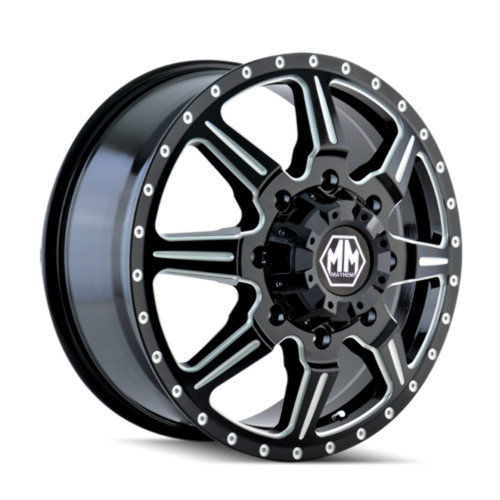 22" Mayhem Monstir 22x8.25 Front Black Milled Spokes 8x6.5 Wheel 127mm Rim