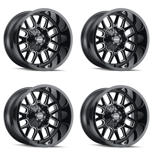 Set 4 20" Mayhem Cogent 20x9 Black Milled 5x5 5x5.5 Wheels 18mm Truck Rims