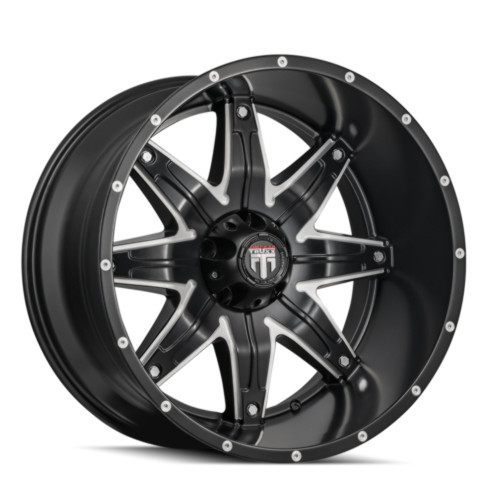 22" American Truxx Lonestar 22x12 Black Milled 8x180 Wheel -44mm Lifted Rim