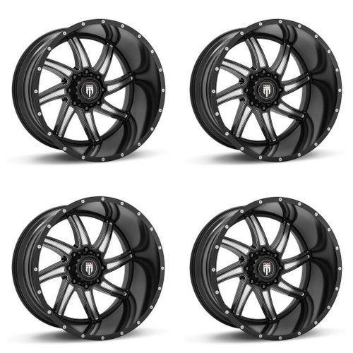 Set 4 24" American Truxx Vortex 24x14 Black Milled 8x180 Wheels -76mm Truck Rims