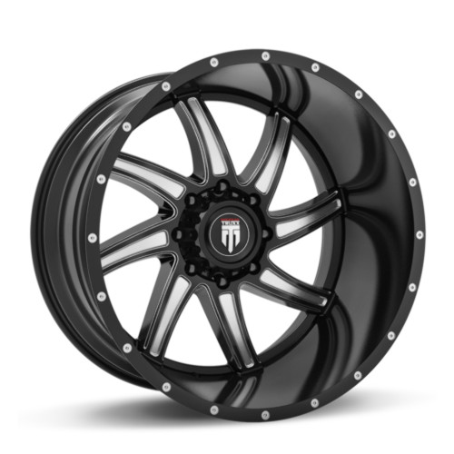 22" American Truxx Vortex 22x12 Black Milled 8x6.5 Wheel -44mm For Chevy GMC Ram