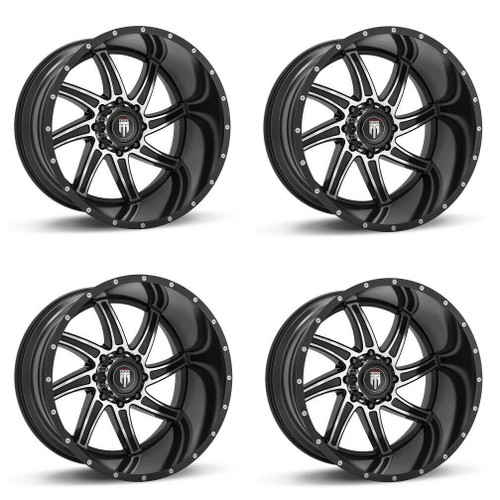 Set 4 22" American Truxx Vortex 22x12 Black Machined 6x135 Wheels -44mm Rims