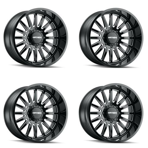 Set 4 20" Mayhem Utopia 20x10 Black Milled 5x5 Wheels -19mm Lifted Jeep Rims