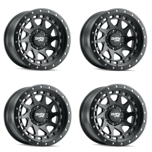 Set 4 17" Dirty Life Enigma Pro 17x9 Matte Black Simulated Ring 6x5.5 -12mm Rims
