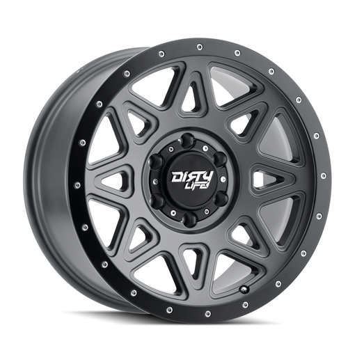 17" Dirty Life Theory 17x9 Matte Gunmetal W Simulated Ring 6x5.5 Wheel -12mm Rim