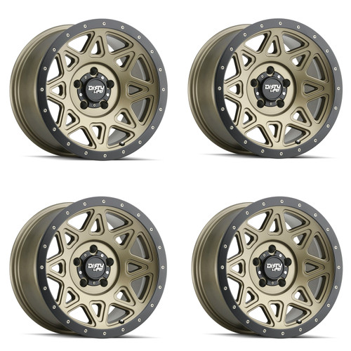 Set 4 20" Dirty Life Theory 20x9 Matte Gold W Simulated Ring 5x150 Wheels 18mm