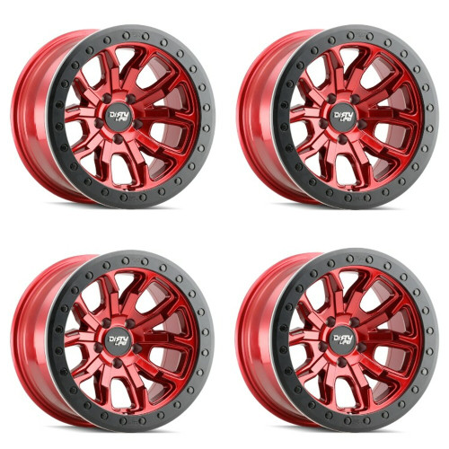 Set 4 17" Dirty Life Dt-1 17x9 Crimson Candy Red 5x4.5 Wheels -12mm Lifted Rims