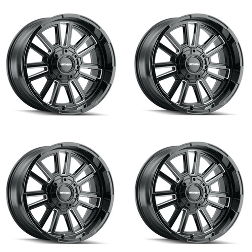 Set 4 20" Mayhem Apollo 20x9 Black Milled 6x135 6x5.5 Wheels 0mm Truck Suv Rims