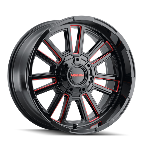 20" Mayhem Apollo 20x9 Black W Prism Red 8x170 Wheel 18mm For Ford F250 F350 Rim