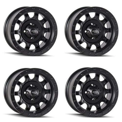 Set 4 15" Dirty Life Roadkill Race 15x7 Black Simulated Ring 4x156 Wheels 13mm