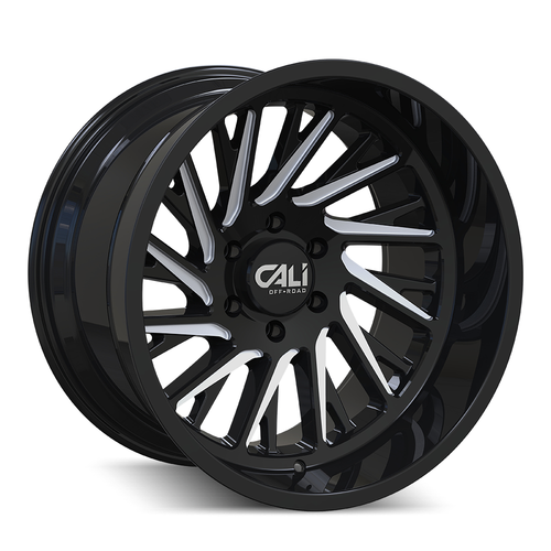 22" Cali Off-Road Purge 22x12 Gloss Black Milled Spokes 6x5.5 Wheel -51mm Rim